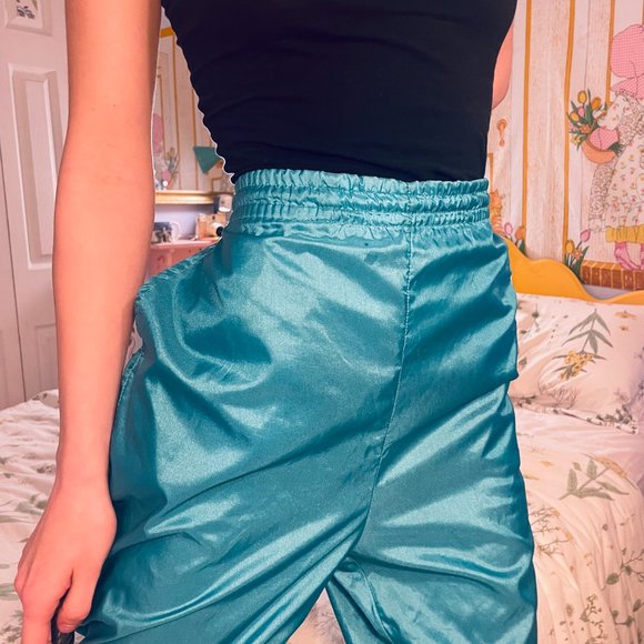 Mens Large Vintage 90s Neon blue windpants! - Picture 16 of 16